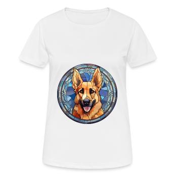 Kai Ken Dog Breed Stained Glass Colorful Watercolo - Women's Breathable T-Shirt - white - Front - AI Model Female 172 dark (172cm)