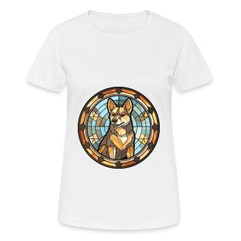 Kishu Ken chien race vitrail coloré Waterco - T-shirt respirant Femme - blanc - Devant - AI Model Female 172 dark (172cm)