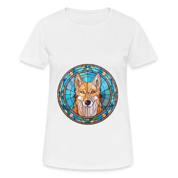 Kunming Wolfhund Hunderasse Buntes Glas Buntes W - Frauen T-Shirt atmungsaktiv - Weiß - Vorne - AI Model Female 172 dark (172cm)