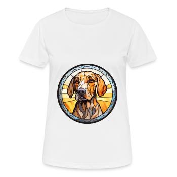 Léopard Cur chien race vitrail coloré eau - T-shirt respirant Femme - blanc - Devant - AI Model Female 172 dark (172cm)