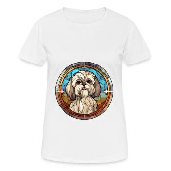 Lhasa Apso Hunderasse Buntes Glas Buntes Wasser - Frauen T-Shirt atmungsaktiv - Weiß - Vorne - AI Model Female 172 dark (172cm)