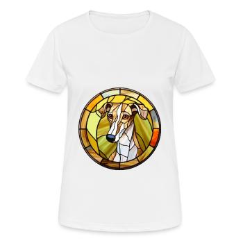 Lurcher chien race vitrail coloré Watercolo - T-shirt respirant Femme - blanc - Devant - AI Model Female 172 dark (172cm)