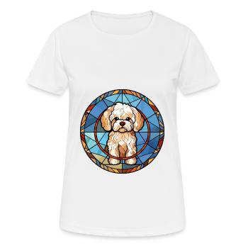 Maltipoo Dog Breed Stained Glass Colorful Watercol - Women's Breathable T-Shirt - white - Front - AI Model Female 172 dark (172cm)