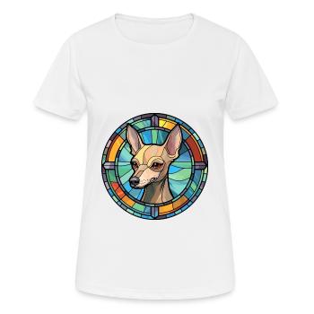 Mexikanische haarlose Hunderasse Buntglas Bunt - Frauen T-Shirt atmungsaktiv - Weiß - Vorne - AI Model Female 172 dark (172cm)
