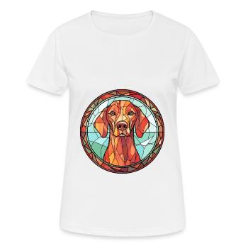 Hongrois Vizsla chien race vitrail coloré - T-shirt respirant Femme - blanc - Devant - AI Model Female 172 dark (172cm)