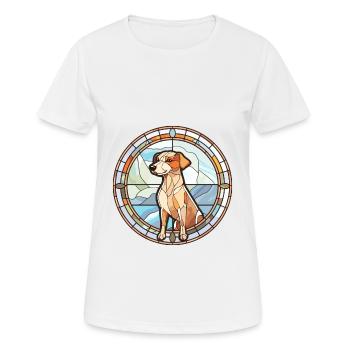 Italienische Volpino Hunderasse Buntes Glas Buntes W - Frauen T-Shirt atmungsaktiv - Weiß - Vorne - AI Model Female 172 dark (172cm)