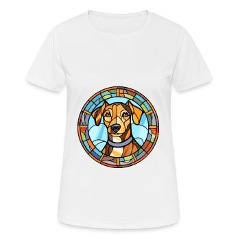 Jagdterrier Dog Breed Stained Glass Colorful Water - Women's Breathable T-Shirt - white - Front - AI Model Female 172 dark (172cm)