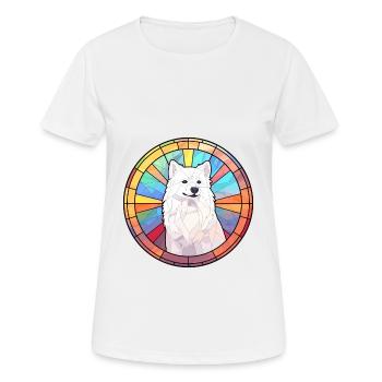 Spitz japonais chien race vitrail coloré Wa - T-shirt respirant Femme - blanc - Devant - AI Model Female 172 dark (172cm)