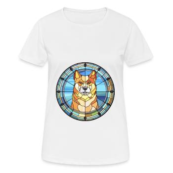 Jindo Dog Breed Stained Glass Colorful Watercolor - Women's Breathable T-Shirt - white - Front - AI Model Female 172 dark (172cm)