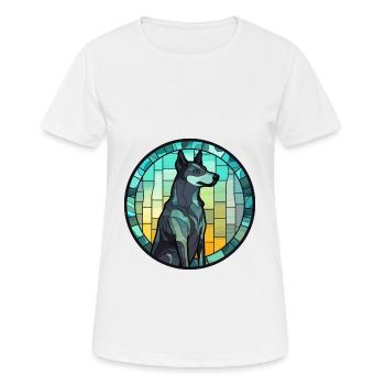 Karelo finlandais Laika chien race vitrail couleur - T-shirt respirant Femme - blanc - Devant - AI Model Female 172 dark (172cm)