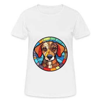 Koolie chien race vitrail aquarelle colorée - T-shirt respirant Femme - blanc - Devant - AI Model Female 172 dark (172cm)