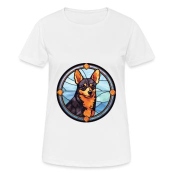Lancashire Heeler Dog Breed Stained Glass Colorful - Women's Breathable T-Shirt - white - Front - AI Model Female 172 dark (172cm)
