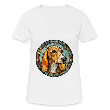 Lettische Jagdhundrasse Buntes Glas Wat - Frauen T-Shirt atmungsaktiv - Weiß - Vorne - AI Model Female 172 dark (172cm)