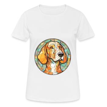 Litauische Jagdhunderasse Buntglas Bunt - Frauen T-Shirt atmungsaktiv - Weiß - Vorne - AI Model Female 172 dark (172cm)