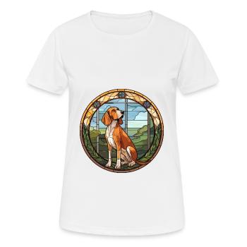 Majestätischer Baumhund Hunderasse Buntglasfarbe - Frauen T-Shirt atmungsaktiv - Weiß - Vorne - AI Model Female 172 dark (172cm)
