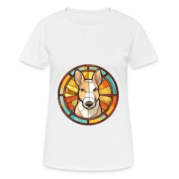 Miniatur Bullterrier Hunderasse Buntglas Col - Frauen T-Shirt atmungsaktiv - Weiß - Vorne - AI Model Female 172 dark (172cm)
