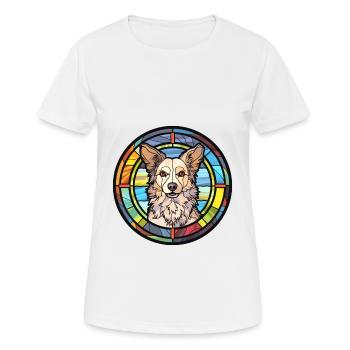 Mudi chien race vitrail aquarelle colorée - T-shirt respirant Femme - blanc - Devant - AI Model Female 172 dark (172cm)