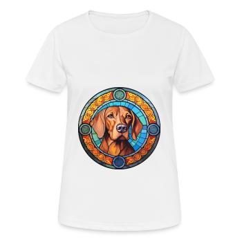 Kromfohrlander Dog Breed Stained Glass Colorful Wa - Women's Breathable T-Shirt - white - Front - AI Model Female 172 dark (172cm)