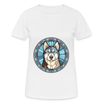 Labrador Husky chien race vitrail coloré Wa - T-shirt respirant Femme - blanc - Devant - AI Model Female 172 dark (172cm)