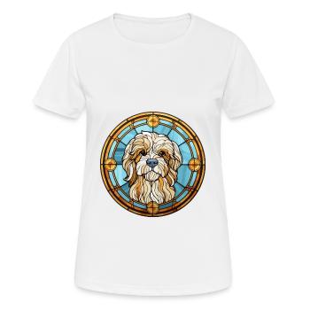 Lowchen Petit Lion Chien Race Vitrail Colorf - T-shirt respirant Femme - blanc - Devant - AI Model Female 172 dark (172cm)