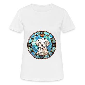 Chien maltais race vitrail coloré Watercolo - T-shirt respirant Femme - blanc - Devant - AI Model Female 172 dark (172cm)