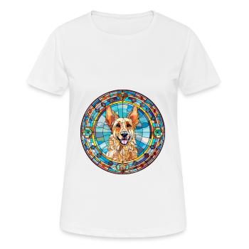 Majorque berger chien race vitrail coloré - T-shirt respirant Femme - blanc - Devant - AI Model Female 172 dark (172cm)