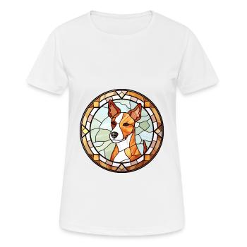 Miniature Fox Terrier chien race vitrail Colo - T-shirt respirant Femme - blanc - Devant - AI Model Female 172 dark (172cm)