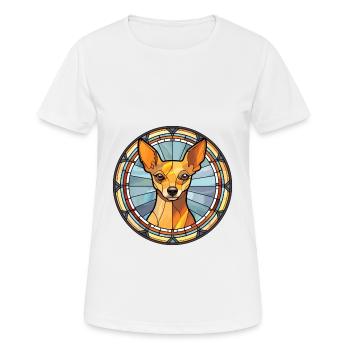 Miniatur Pinscher Hunderasse Buntglas Colorfu - Frauen T-Shirt atmungsaktiv - Weiß - Vorne - AI Model Female 172 dark (172cm)