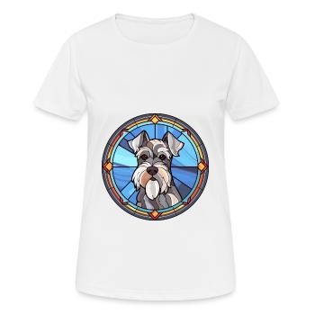 Mittelschnauzer Hunderasse Buntglas Bunt W - Frauen T-Shirt atmungsaktiv - Weiß - Vorne - AI Model Female 172 dark (172cm)
