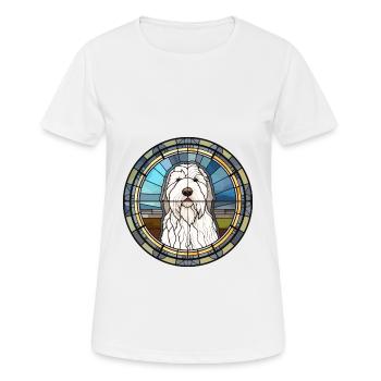 Vieux chien de berger anglais chien race vitrail couleur - T-shirt respirant Femme - blanc - Devant - AI Model Female 172 dark (172cm)