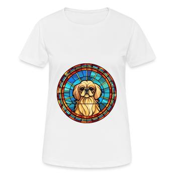 Pékin chien race vitrail coloré Waterco - T-shirt respirant Femme - blanc - Devant - AI Model Female 172 dark (172cm)