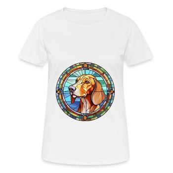 Chien de chasse polonais chien race vitrail couleur - T-shirt respirant Femme - blanc - Devant - AI Model Female 172 dark (172cm)