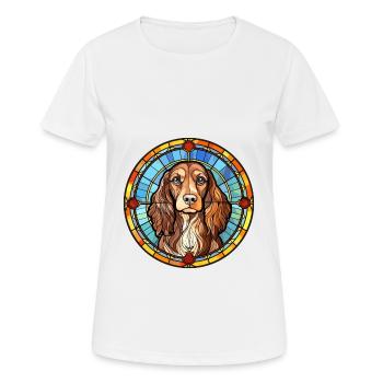 Pont Audemer épagneul chien race vitrail couleur - T-shirt respirant Femme - blanc - Devant - AI Model Female 172 dark (172cm)