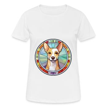 Portugais Podengo Pequeno chien race vitrail - T-shirt respirant Femme - blanc - Devant - AI Model Female 172 dark (172cm)