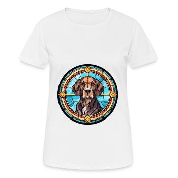 Portugiesischer Wachhund Rasse Buntglas Colorf - Frauen T-Shirt atmungsaktiv - Weiß - Vorne - AI Model Female 172 dark (172cm)