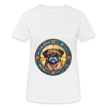 Mops Hund Rasse Buntes Glas Buntes Aquarell - Frauen T-Shirt atmungsaktiv - Weiß - Vorne - AI Model Female 172 dark (172cm)