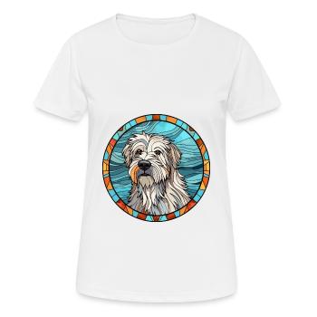 Chien de berger des Pyrénées chien race vitrail coloré - T-shirt respirant Femme - blanc - Devant - AI Model Female 172 dark (172cm)