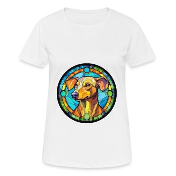 Ratonero Murciano chien race vitrail coloré - T-shirt respirant Femme - blanc - Devant - AI Model Female 172 dark (172cm)