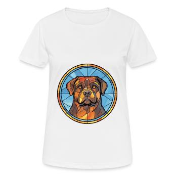 Rottweiler chien race vitrail coloré waterc - T-shirt respirant Femme - blanc - Devant - AI Model Female 172 dark (172cm)