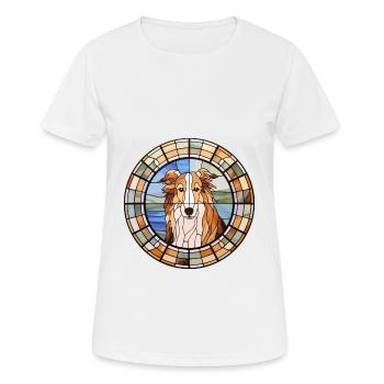 Rough Collie chien race vitrail coloré Wate - T-shirt respirant Femme - blanc - Devant - AI Model Female 172 dark (172cm)