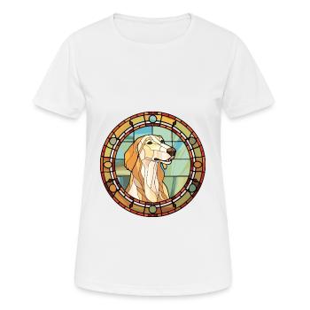 Lévrier russe chien race vitrail coloré - T-shirt respirant Femme - blanc - Devant - AI Model Female 172 dark (172cm)
