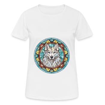 Saarloos Wolfhund Hunderasse Buntglas Bunt - Frauen T-Shirt atmungsaktiv - Weiß - Vorne - AI Model Female 172 dark (172cm)