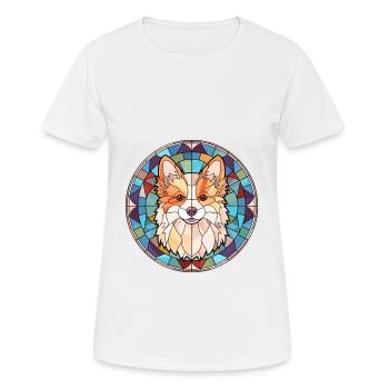 Spitz nordique chien race vitrail coloré Wate - T-shirt respirant Femme - blanc - Devant - AI Model Female 172 dark (172cm)