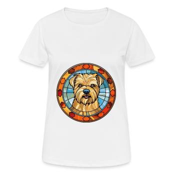 Norfolk Terrier chien race vitrail coloré W - T-shirt respirant Femme - blanc - Devant - AI Model Female 172 dark (172cm)
