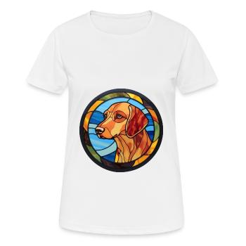 New Zealand Huntaway Dog Breed Stained Glass Color - Women's Breathable T-Shirt - white - Front - AI Model Female 172 dark (172cm)