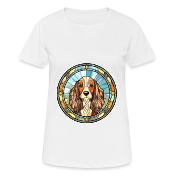 Picardie Spaniel Hunderasse Buntglas Bunt W - Frauen T-Shirt atmungsaktiv - Weiß - Vorne - AI Model Female 172 dark (172cm)