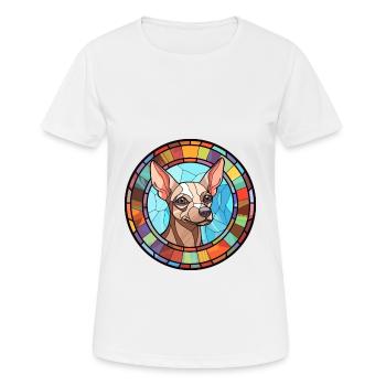 Peruanische haarlose Hunderasse Buntes Glas - Frauen T-Shirt atmungsaktiv - Weiß - Vorne - AI Model Female 172 dark (172cm)