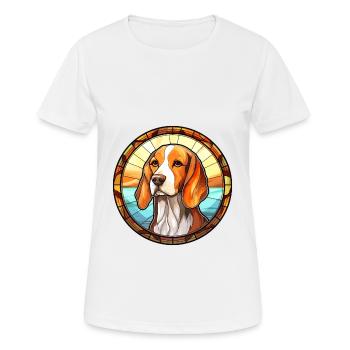 Poitevin Hound Dog Breed Stained Glass Colorful Wa - Women's Breathable T-Shirt - white - Front - AI Model Female 172 dark (172cm)