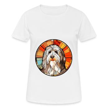 Polish Lowland Sheepdog Dog Breed Stained Glass Co - Women's Breathable T-Shirt - white - Front - AI Model Female 172 dark (172cm)