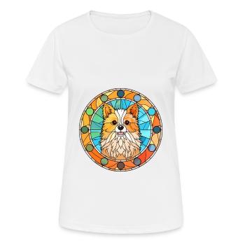 Pommersche Hunderasse Buntes Glas Buntes Wasser - Frauen T-Shirt atmungsaktiv - Weiß - Vorne - AI Model Female 172 dark (172cm)